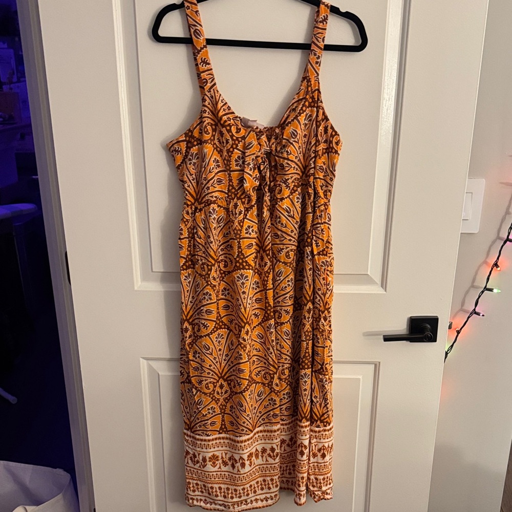 Knox Rose Orange and White Patterned Midi Dress
